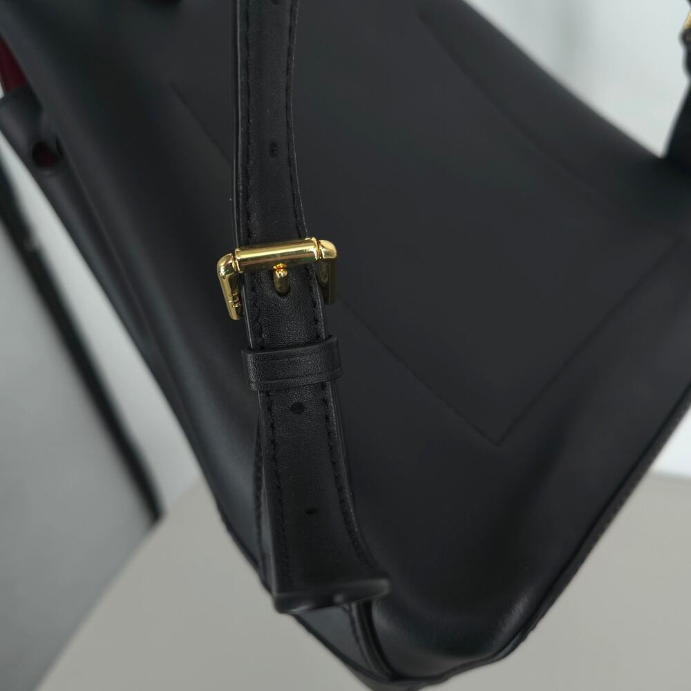 Lauren Ralph Lauren Dryden Flap Black Leather Backpack - Picture 8 of 16